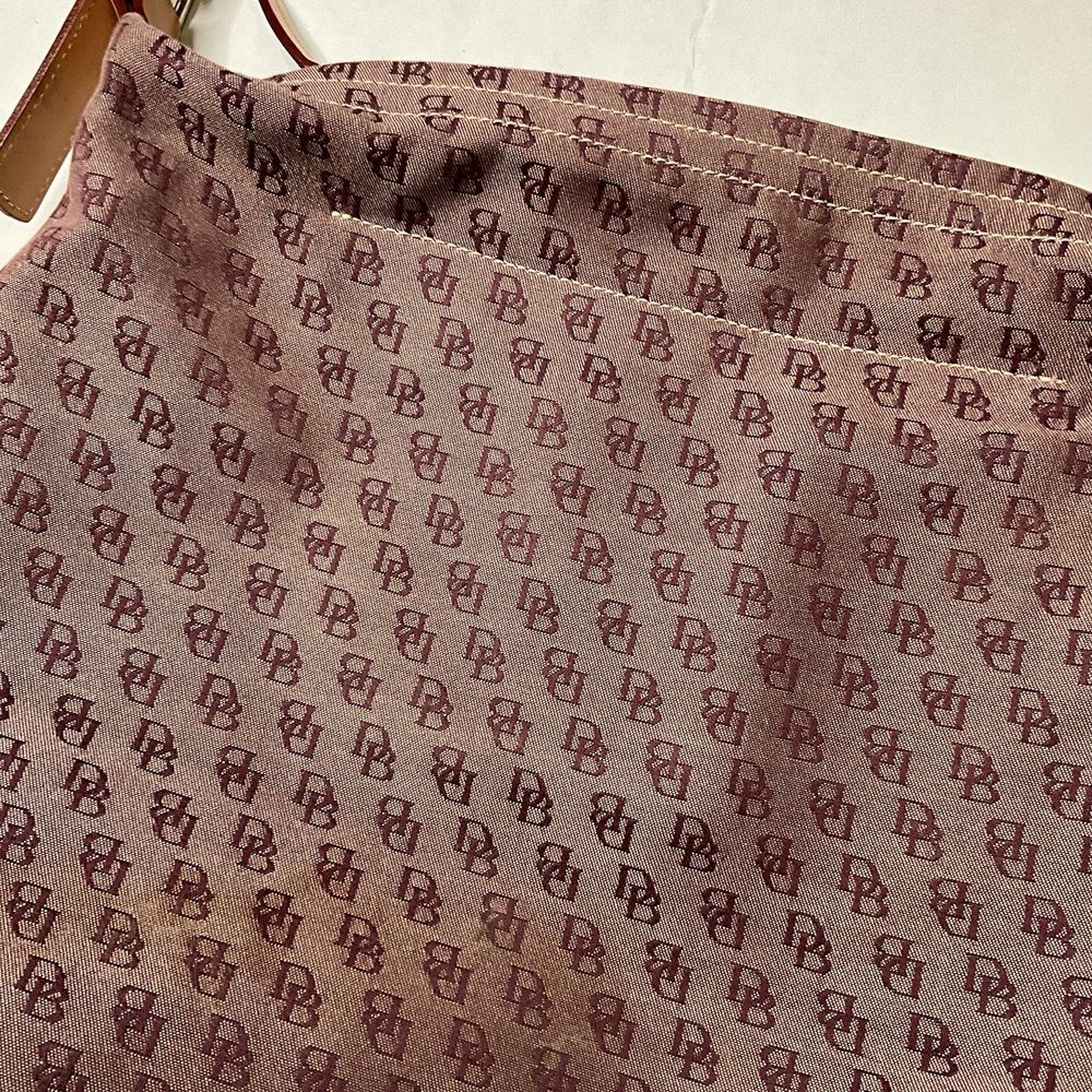 Dooney & Bourke Shoulder Bag Hobo Purse Signature Logo Canvas DB Leather Satchel - Picture 2 of 14